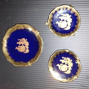 3 Vintage Limoges France mini plates